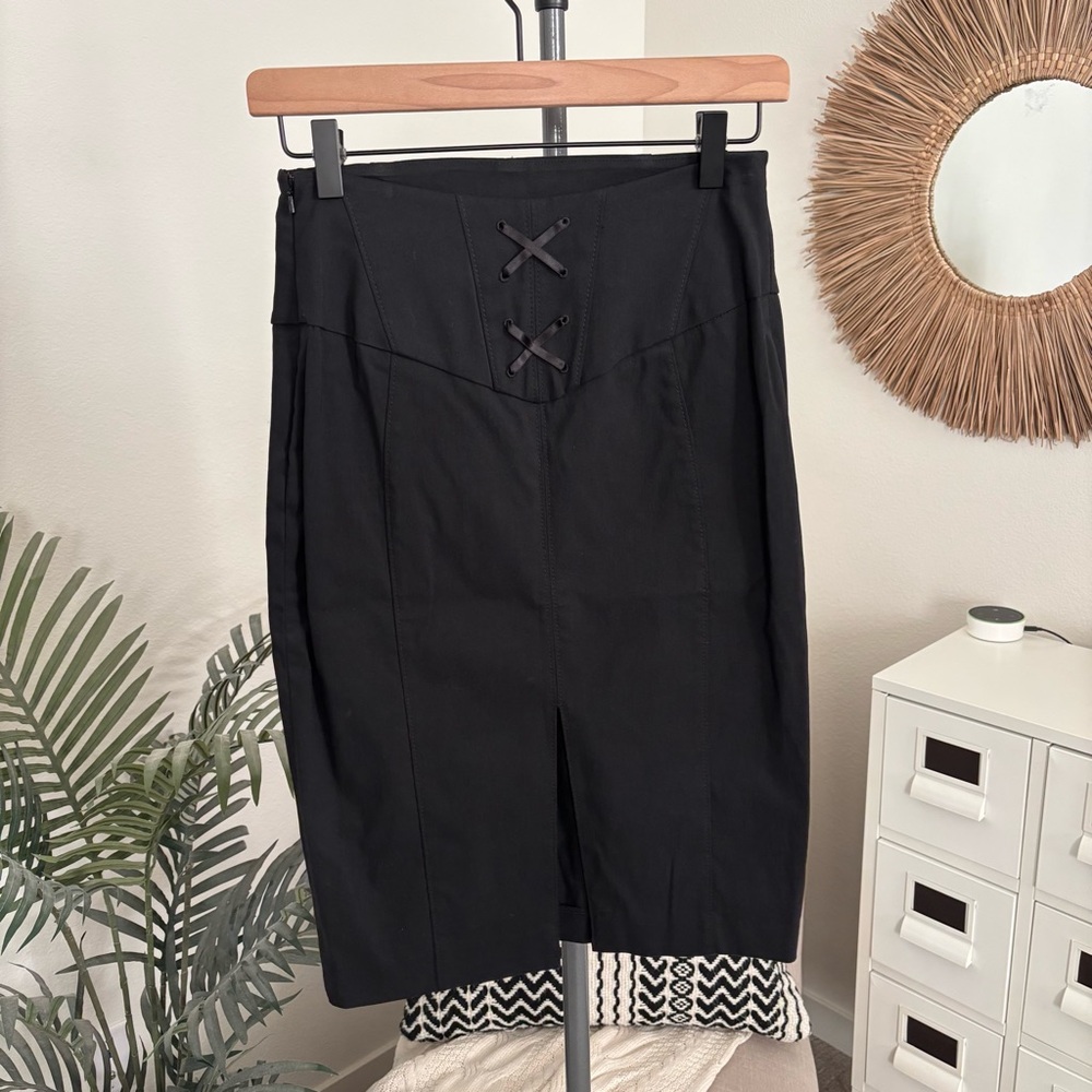 NWOT Vtg Express Design Studio Classic Black Stretch Pencil Skirt 2